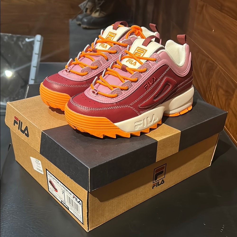 Fila Disruptor II Premium Sneakers - Red and Orange